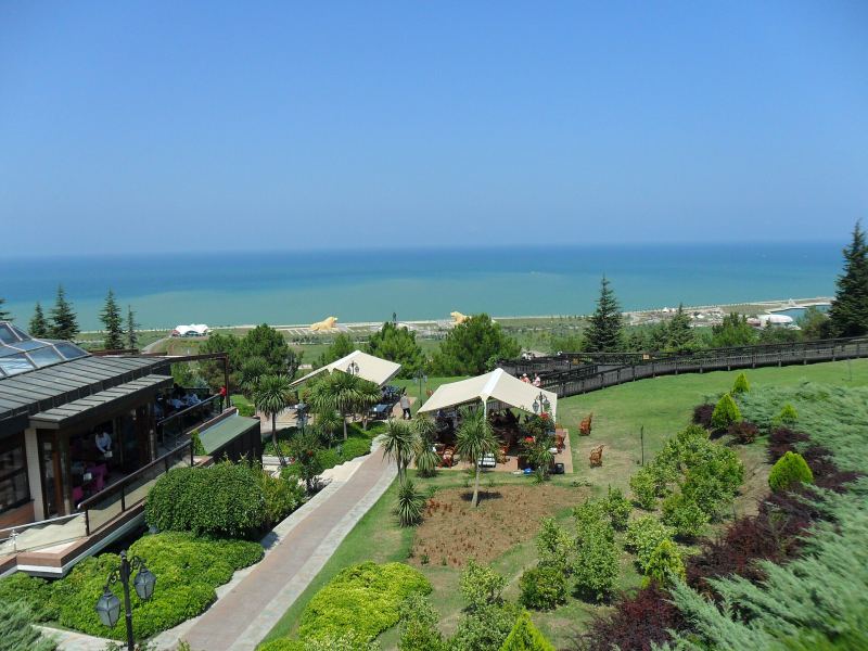 Gardens on Amisos Hill looking down to the Black Sea coast of Samsun