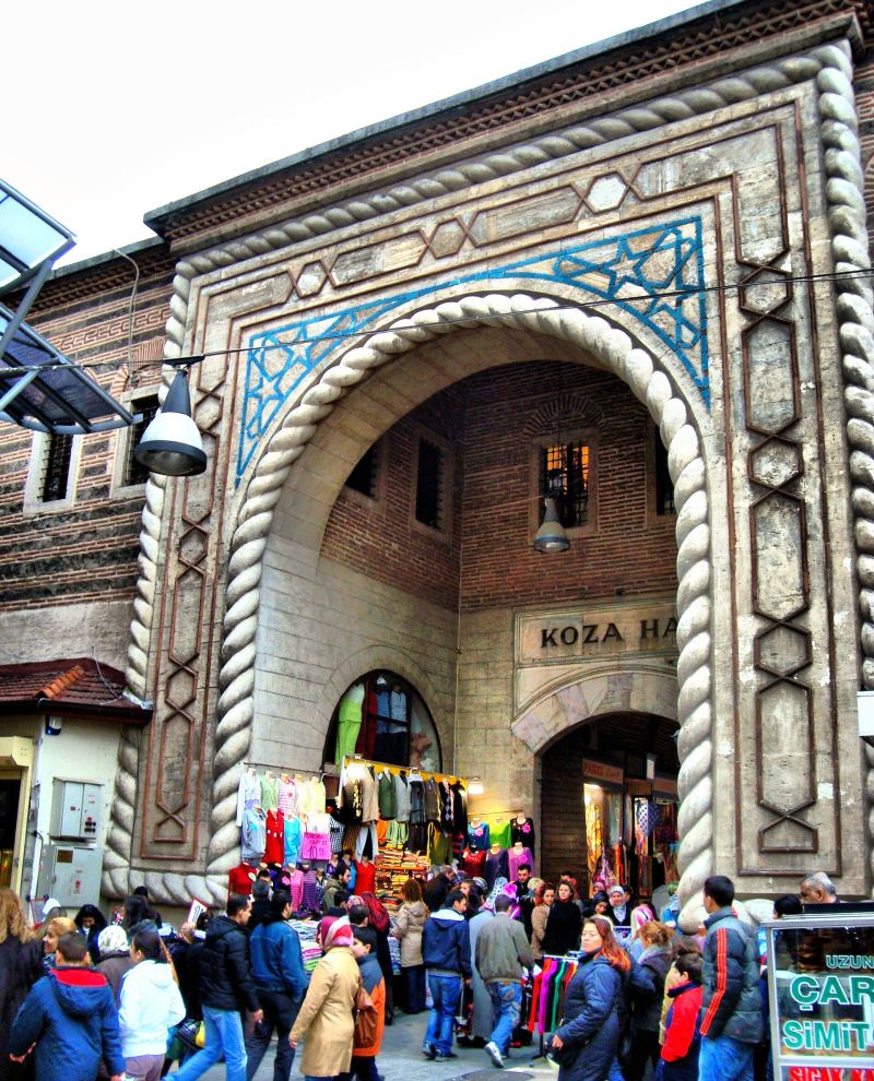 The main gate of Koza Han, Bursa's silk inn