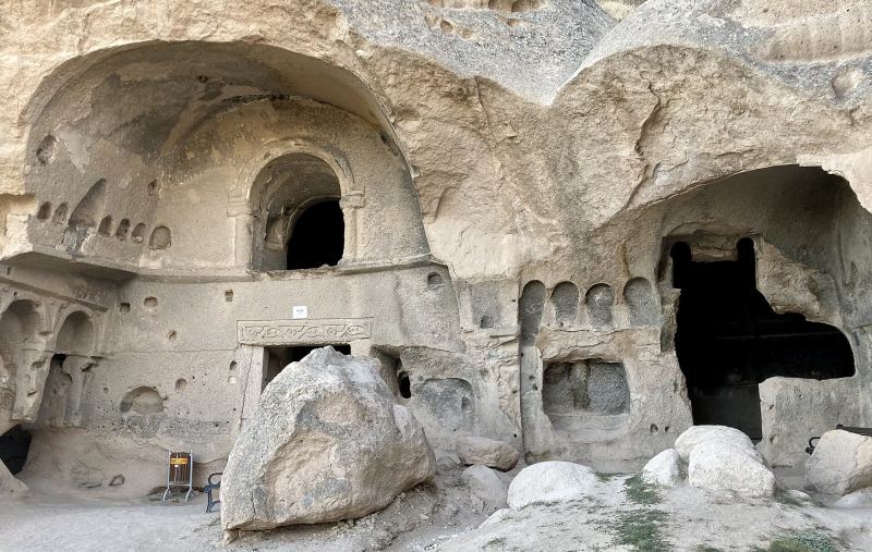 The rock-cut Selime monastery in the cliff among fairy chimneys