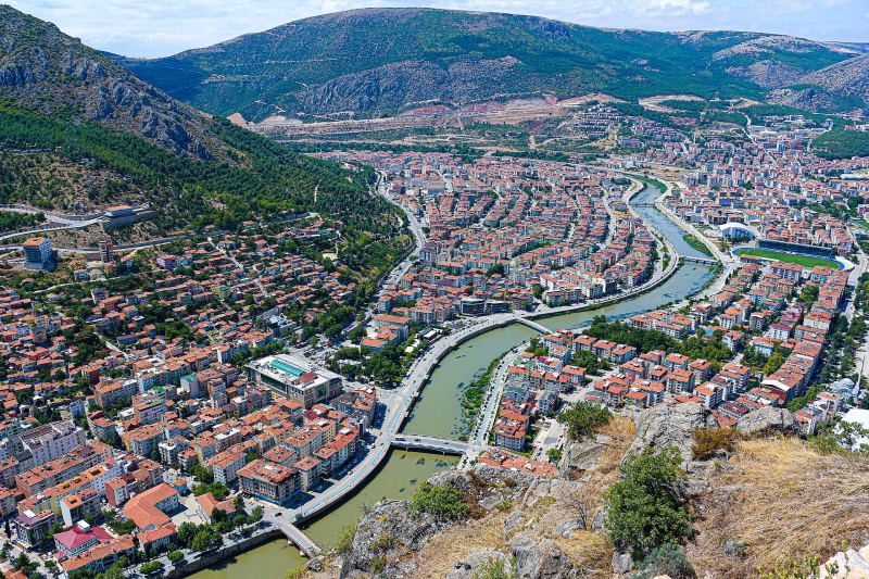 Ottoman timber houses along the Yeşilırmak river in Amasya